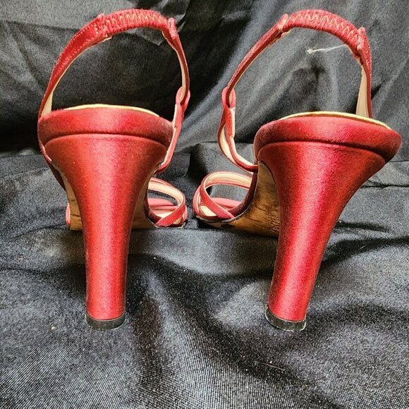 Classiques Entier Red Strappy Heels Size 8B | Italian Leather 8 Inch Dress Sanda - Picture 5 of 8